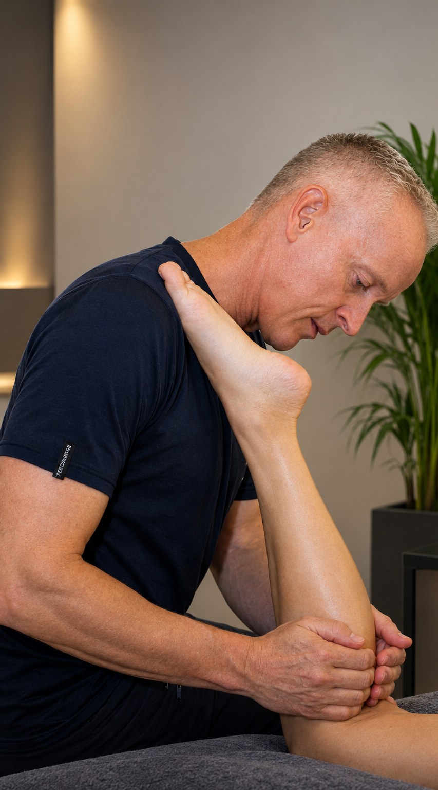 Sfeerbeeld van een massage in rustig, warm licht